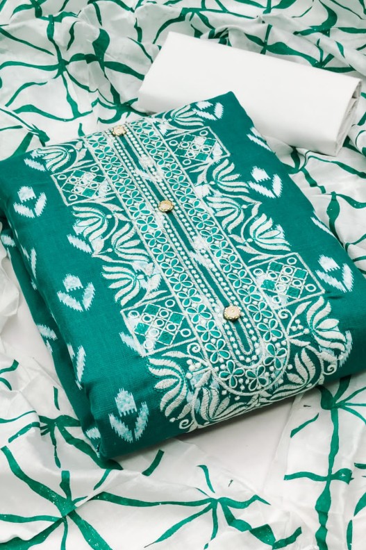 Exclusive Cotton Print Dress Material With Fancy work